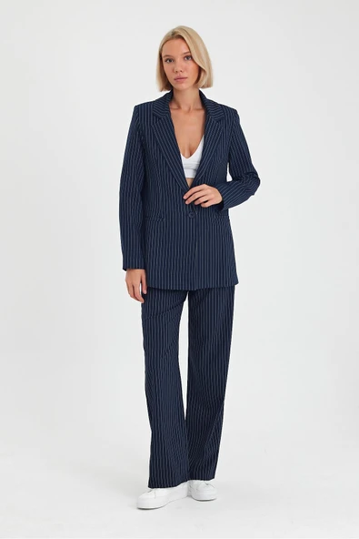 Ekru Renk Premium Boy Fit Kadın Pantolon Kolsuz Ceket Yelek Takımı Atlas Kumaş - Resim 12