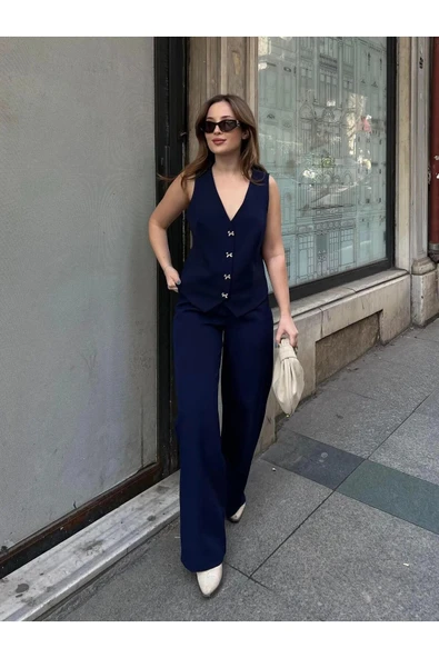 Kurdele Düğmeli Tasarım Yelek Pantolon Takım Premium Kalite - Resim 9