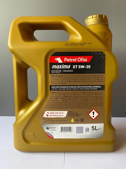 Petrol Ofisi Maxima XT 5W-30 5 Litre Sentetik Motor Yağı (07/2025 Üretim) - 2