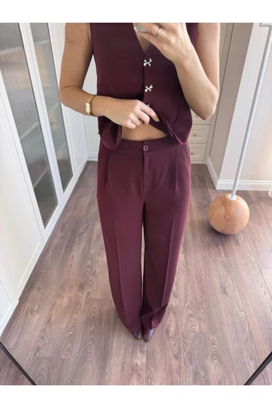 Kurdele Düğmeli Tasarım Yelek Pantolon Takım Premium Kalite - 11