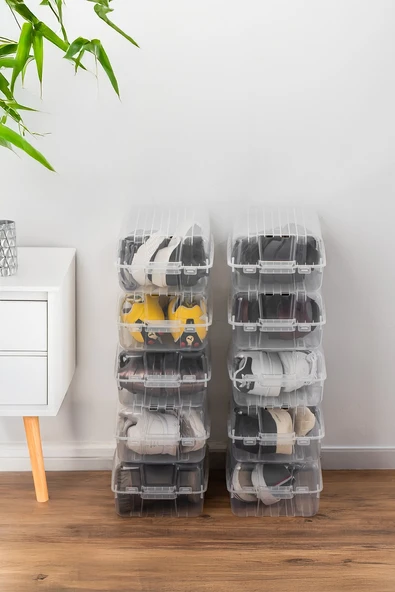 Porsima 3207 10 Adet Erkek Ayakkabı Saklama Kutusu - Şeffaf Pratik Ayakkabı Düzenleyici Saklama Seti - 2