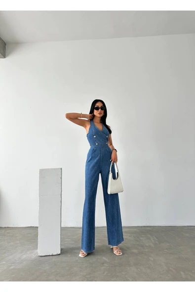 Tasarım İthal Kot Tulum Denim Tulum - 3
