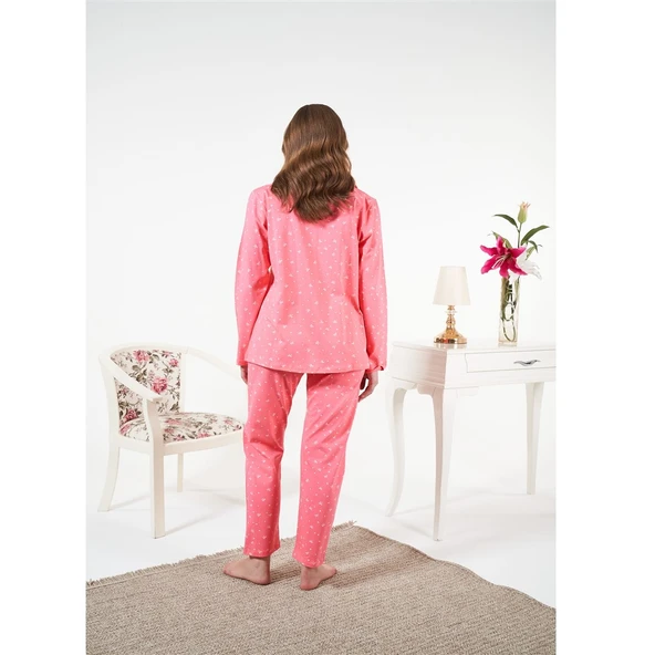 Estiva Likralı Penye Önden Düğmeli Bayan Pijama Takım - Resim 2
