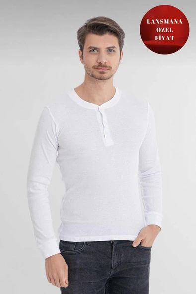 ERDEM İÇ GİYİM Erdem Beyaz Düğmeli Kaşkorse Uzun Kollu Tişört 1126 ürün görseli