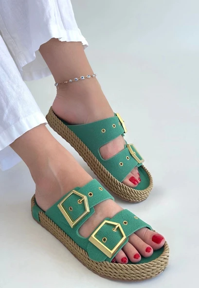 İces Yeşil Nubuk Terlik ürün görseli