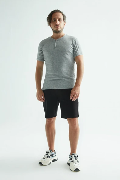 ERDEM İÇ GİYİM Erdem Gri Düğmeli Kaşkorse Tişört 1125 - Resim 2