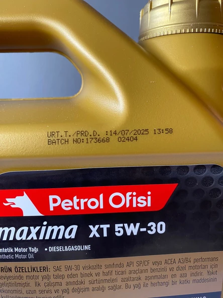 Petrol Ofisi Maxima XT 5W-30 5 Litre Sentetik Motor Yağı (07/2025 Üretim) - 4