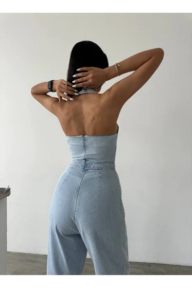 Tasarım İthal Kot Tulum Denim Tulum - Resim 4