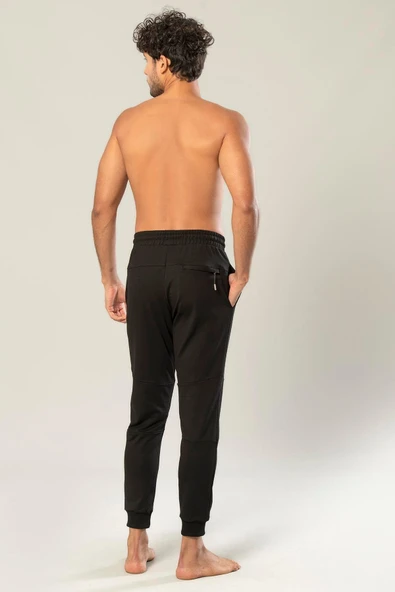 Weweus Siyah Erkek Paçası Lastikli 2 Iplik Eşofman Alt 227 - Resim 3