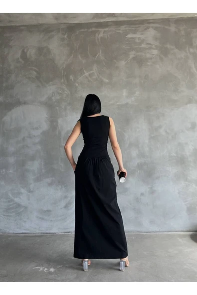 İthal Kompak Süprem Kumaş Baskılı Maxı Boy Elbise Bluz Etek Görünümlü - Resim 9