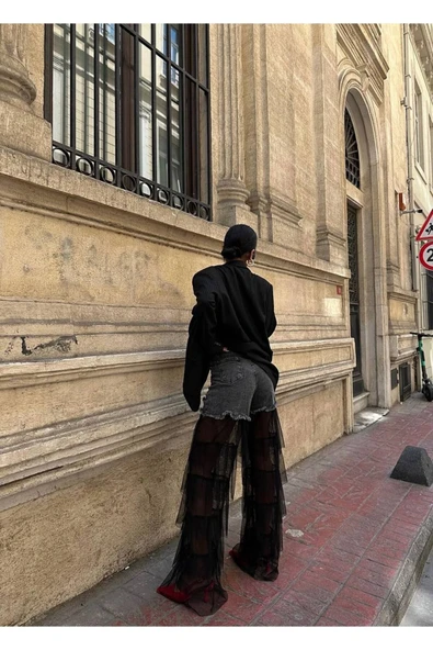 Tasarım Pinterst Model Kot Pantolon Jeans İthal Kumaş Kalite Palazzo Pantolon - 7