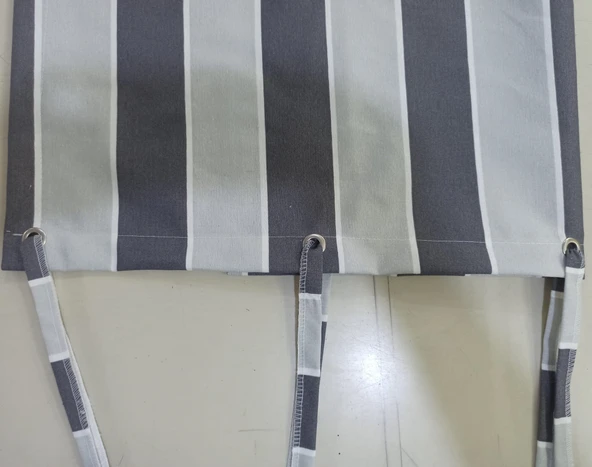 CEYLAN Home Balkon Perdesi Kuş Gözü Ölçü Seçenekli Gri-Gri Çizgili - 3