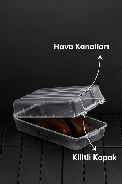 Porsima 3207 10 Adet Erkek Ayakkabı Saklama Kutusu - Şeffaf Pratik Ayakkabı Düzenleyici Saklama Seti - 5