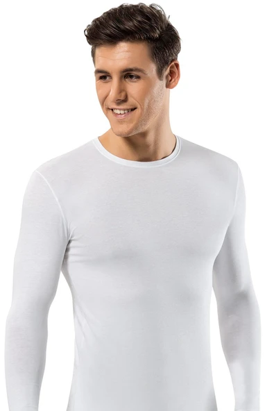 ERDEM İÇ GİYİM Erdem Beyaz Slim Fit Uzun Kol Tişört 1123 - 1