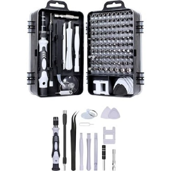 115 İN 1 HASSAS TORNAVİDA SETİ ÇOK FONKSİYONLU MANYETİK TELEFON BİLGİSAYAR ONARIM TAMİR SETİ ürün görseli