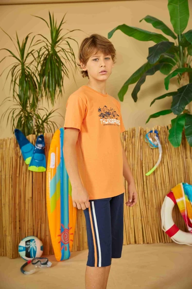 Weweus Turuncu Erkek Çocuk Pijama Takımı 811 - Resim 2