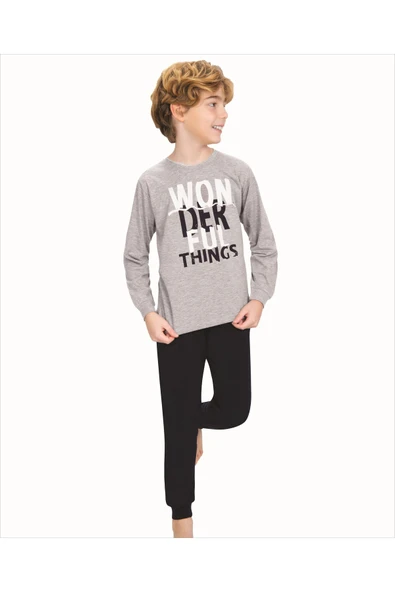 Weweus Gri Erkek Çocuk Pijama Takımı 714 - 1