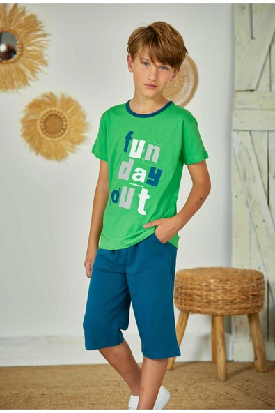 Weweus Yeşil Erkek Çocuk Pijama Takımı 817 - Resim 2
