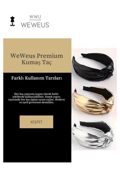 Weweus Kadın Parlak Altın Rengi Dore Metalik Lüks Taç - 3