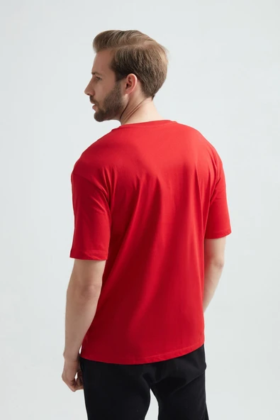 ERDEM İÇ GİYİM Weweus Kırmızı Oversize Erkek Tişört 1023 - Resim 2