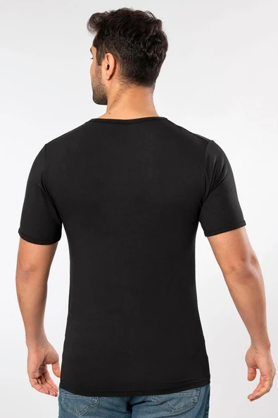 ERDEM İÇ GİYİM Weweus Erkek Siyah Süper Ince Doğal Bambu Lüks Tişört 1130 - Resim 3