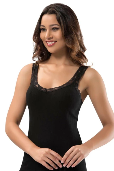 ERDEM İÇ GİYİM Erdem Siyah Dantelli Kaşkorse Atlet 2202 ürün görseli