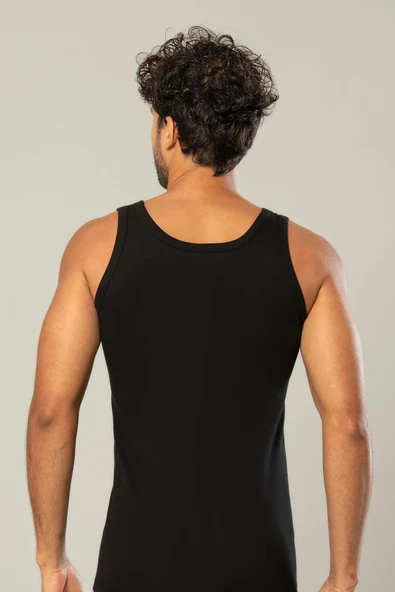 ERDEM İÇ GİYİM Erdem Siyah Ribana Atlet 1110 - Resim 3