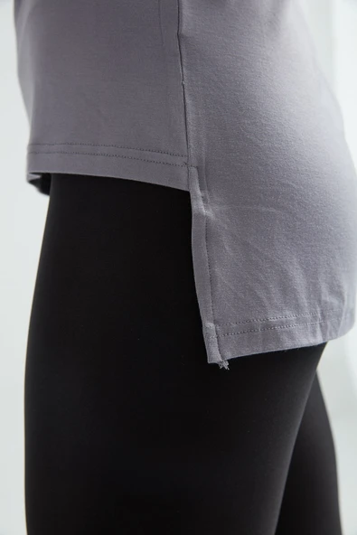 ERDEM İÇ GİYİM Erdem Gri Viskon Kadın Uzun Tişört 214 - Resim 2