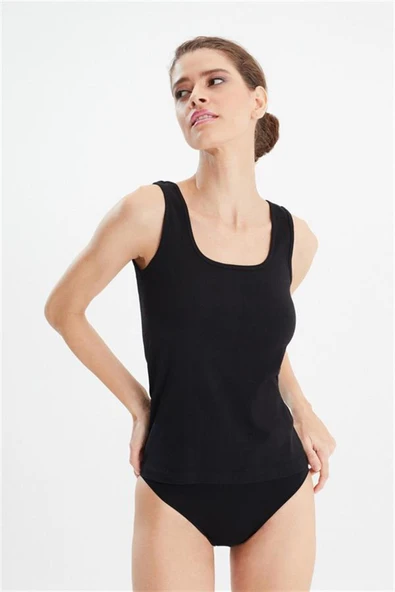 ERDEM İÇ GİYİM Erdem Siyah Ribana Atlet 2105 - Resim 5