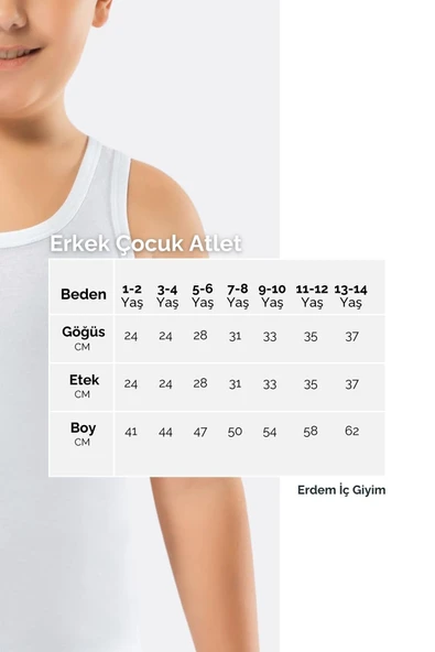 ERDEM İÇ GİYİM Erdem Beyaz Erkek Çocuk 0 Yaka Kollu Fanila 3150 - 3