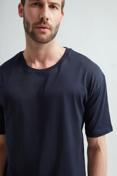 ERDEM İÇ GİYİM Weweus Lacivert Oversize Erkek Tişört 1023 - 4