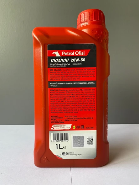 Petrol Ofisi Maxima 20W-50 1 Litre Motor Yağı (07/2025 Üretim) - 4