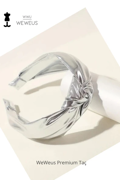 Weweus Kadın Parlak Gri Lame Metalik Lüks Taç - 4