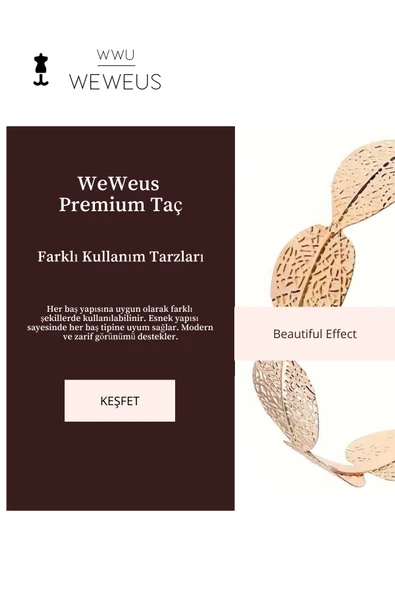 Weweus Kadın Altın Rengi Orta Yaprak Parlak Lüks Taç - 2