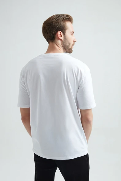 ERDEM İÇ GİYİM Weweus Beyaz Oversize Erkek Tişört 1023 - Resim 2