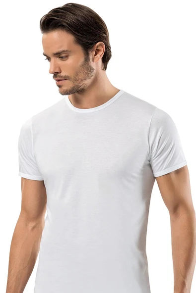 Weweus Beyaz Micro Modal Premium Erkek T-Shirt 1134 ürün görseli