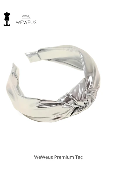 Weweus Kadın Parlak Gri Lame Metalik Lüks Taç