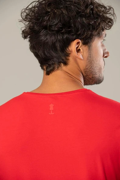 Weweus Kırmızı Logolu Erkek Modal Basic Tişört 239 - Resim 4