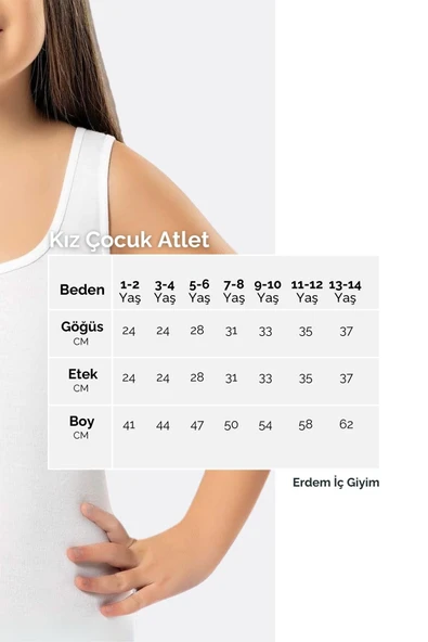 ERDEM İÇ GİYİM Weweus Beyaz Kız Çocuk Süper Ince Doğal Bambu Lüks Atlet 4049bmb - Resim 4