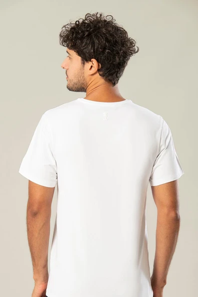 Weweus Beyaz Logolu Erkek Modal Basic Tişört 239 - Resim 3