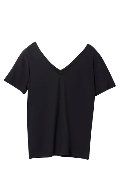 Weweus Siyah Kadın Viskon Ön Ve Arka V-yaka Tişört 237 - Resim 7