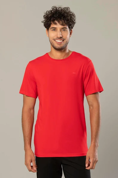 Weweus Kırmızı Logolu Erkek Modal Basic Tişört 239 - 1