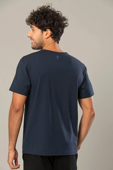 Weweus Lacivert Logolu Erkek Modal Basic Tişört 239 - Resim 3