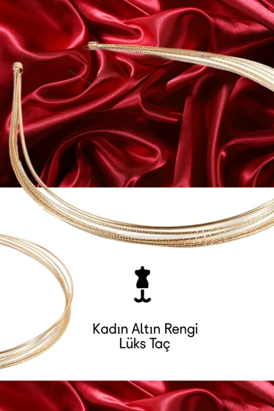 Weweus Kadın Altın Rengi Parlak Lüks Taç - 2