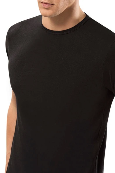 Weweus Siyah Micro Modal Premium Erkek T-Shirt 1134 - Resim 3