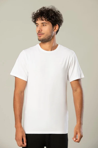 Weweus Beyaz Logolu Erkek Modal Basic Tişört 239 - Resim 2