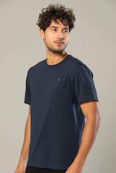 Weweus Lacivert Logolu Erkek Modal Basic Tişört 239 - Resim 2