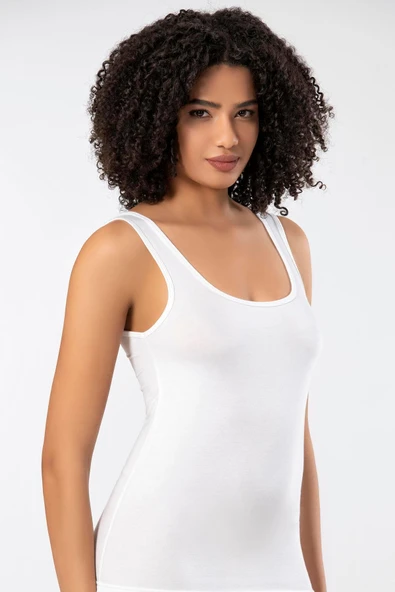 Weweus Beyaz Micro Modal Premium Kadın Atlet Tshirt Body 2110 - 6