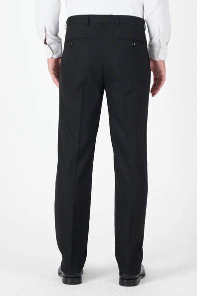 Siyah Yan Cep Açık Paça Düz Comfort Fit Esnek Pantolon 1003250914 - Resim 3