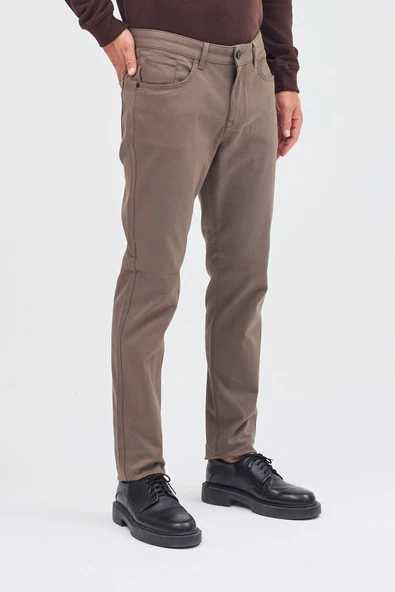 Haki 5 Cep  Düz Paça Pamuklu Slim Fit 5 Cep Casual Pantolon 1003255154 - Resim 4